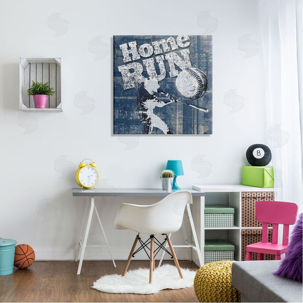 Stupell Industries Katrina Craven | Vintage Home Run Weathered Baseball Sports Sign Wall Art