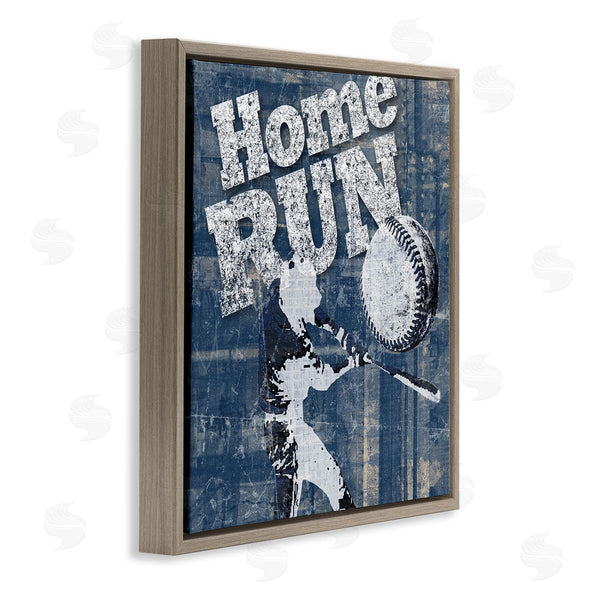 Stupell Industries Katrina Craven | Vintage Home Run Weathered Baseball Sports Sign Wall Art