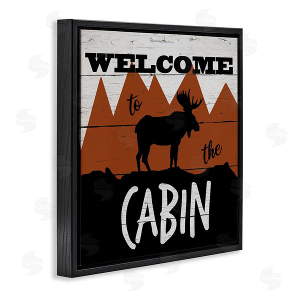 Stupell Industries Katrina Craven | Welcome To Cabin Phrase Rustic Moose Orange Mountains Wall Art