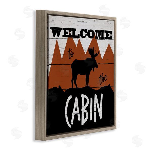 Stupell Industries Katrina Craven | Welcome To Cabin Phrase Rustic Moose Orange Mountains Wall Art