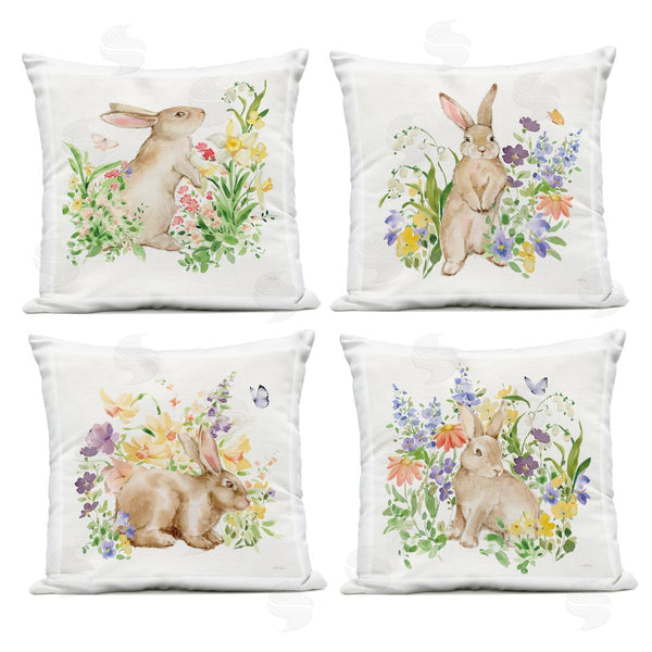 Stupell Industries Katrina Pete | Celebrate Spring Floral Bunnies Printed Throw Pillow Set
