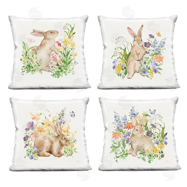 stupell industries Katrina Pete | Celebrate Spring Floral Bunnies Printed Throw Pillow Set