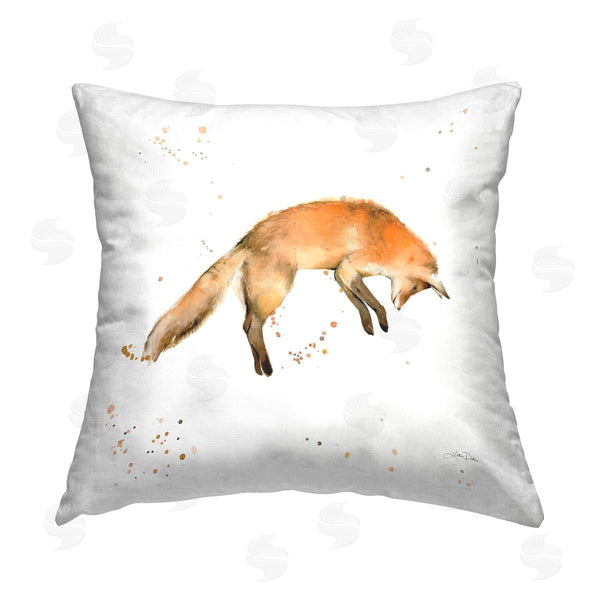 stupell industries Katrina Pete | Jumping Fox Wildlife Printed Throw Pillow