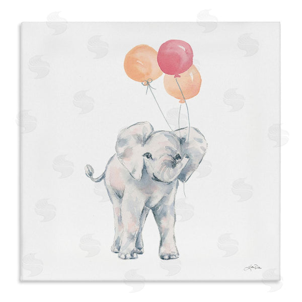 stupell industries Katrina Pete | Smiling Elephant Orange Balloons Wall Art