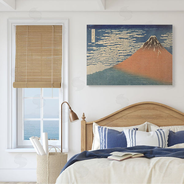 Stupell Industries Katsushika Hokusai | Vintage Eastern Mountain Landscape Illustration Blue Orange Wall Art