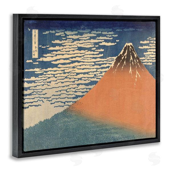 Stupell Industries Katsushika Hokusai | Vintage Eastern Mountain Landscape Illustration Blue Orange Wall Art
