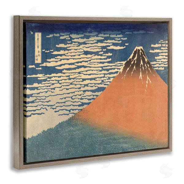 Stupell Industries Katsushika Hokusai | Vintage Eastern Mountain Landscape Illustration Blue Orange Wall Art