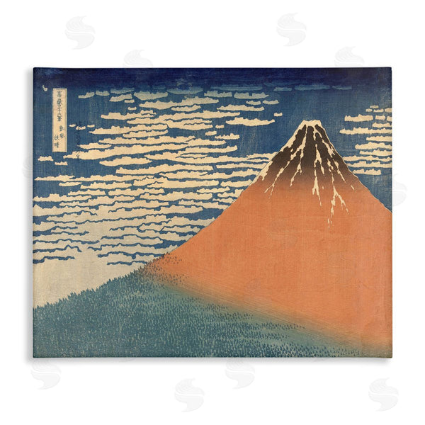 stupell industries Katsushika Hokusai | Vintage Eastern Mountain Landscape Illustration Blue Orange Wall Art