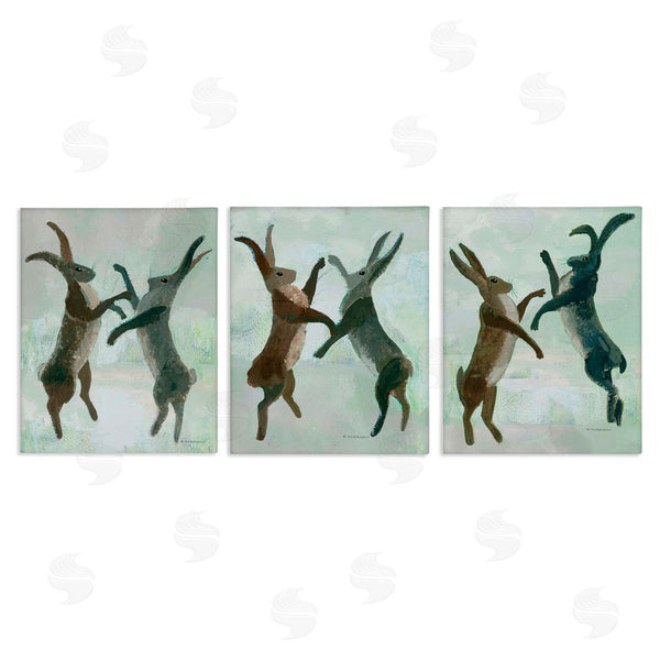 stupell industries Kay Widdowson | Battling Hares in Neutral Tones