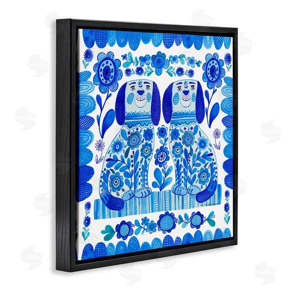 Stupell Industries Kay Widdowson | Blue Folk Style Puppies