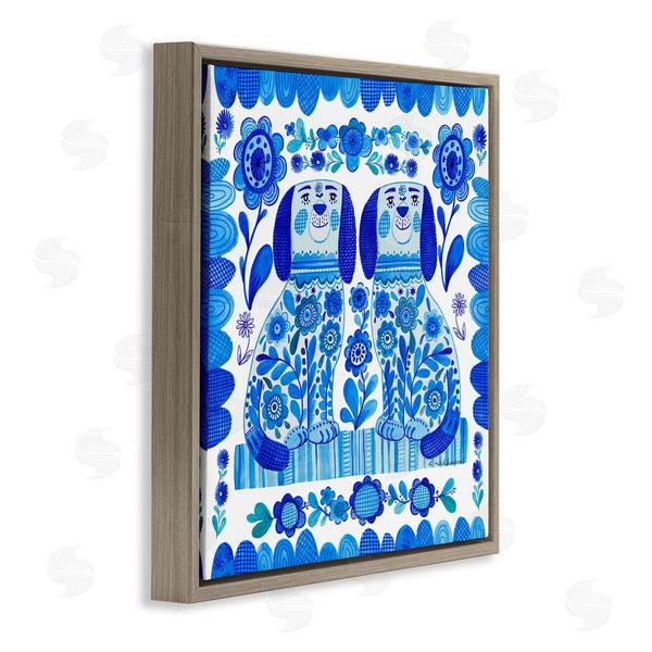 Stupell Industries Kay Widdowson | Blue Folk Style Puppies