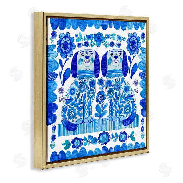 Stupell Industries Kay Widdowson | Blue Folk Style Puppies