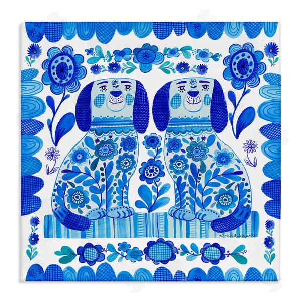 stupell industries Kay Widdowson | Blue Folk Style Puppies