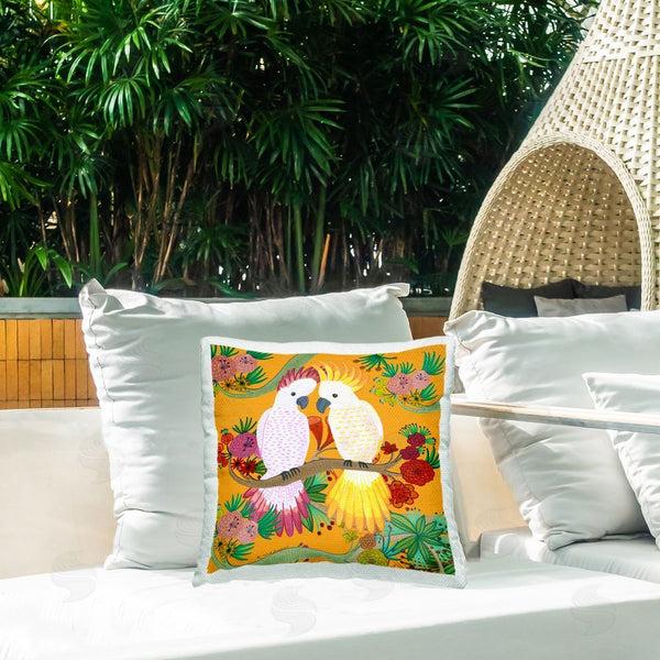 Stupell Industries Kay Widdowson | Bright Cockatoos & Foliage Printed Throw Pillow