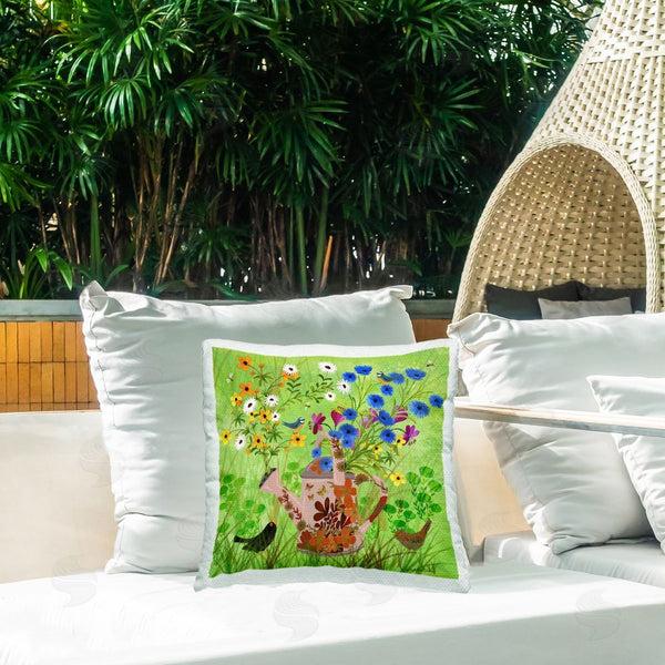 Stupell Industries Kay Widdowson | Bright Gardening Can & Birds Printed Throw Pillow