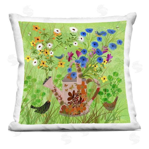 stupell industries Kay Widdowson | Bright Gardening Can & Birds Printed Throw Pillow