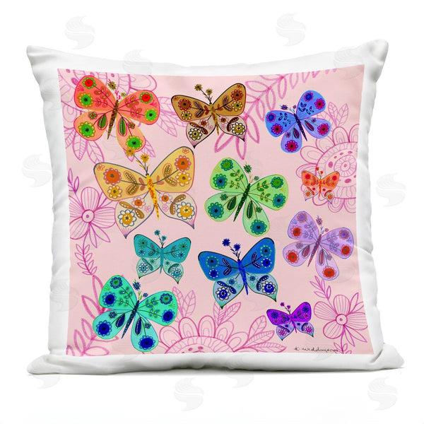 Stupell Industries Kay Widdowson | Bright Patterned Butterflies Printed Throw Pillow