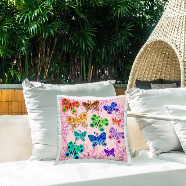 Stupell Industries Kay Widdowson | Bright Patterned Butterflies Printed Throw Pillow