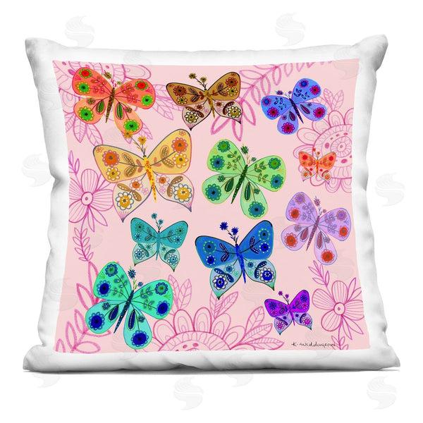 stupell industries Kay Widdowson | Bright Patterned Butterflies Printed Throw Pillow