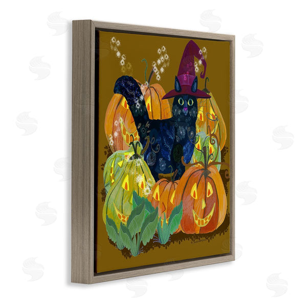 Stupell Industries Kay Widdowson | Cat With Jack-o-Lanterns Wall Art