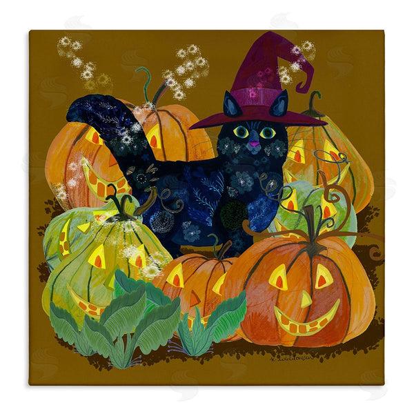 stupell industries Kay Widdowson | Cat with Jack-o-Lanterns Wall Art