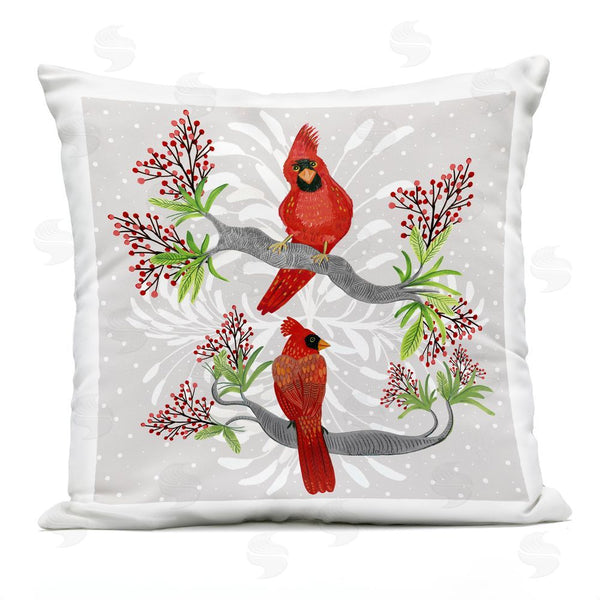 Stupell Industries Kay Widdowson | Christmas Birds With Berries Printed Throw Pillow