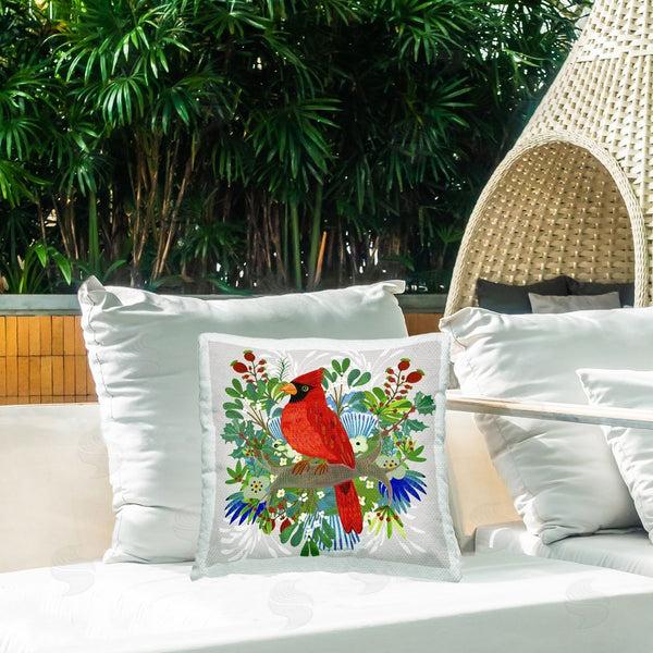 Stupell Industries Kay Widdowson | Christmas Nestings Cardinal Printed Throw Pillow
