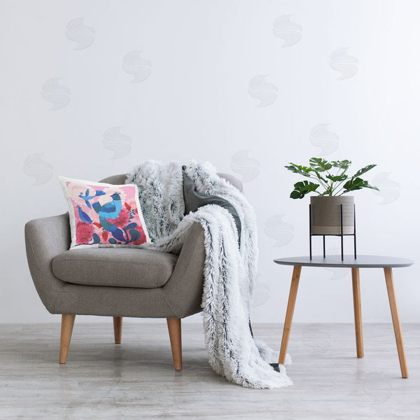 Stupell Industries Kay Widdowson | Folk Birds On Dahlias Printed Throw Pillow