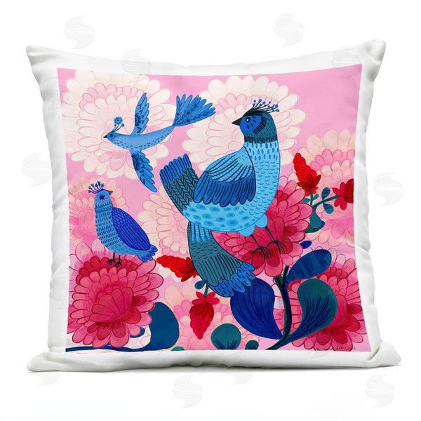 Stupell Industries Kay Widdowson | Folk Birds On Dahlias Printed Throw Pillow
