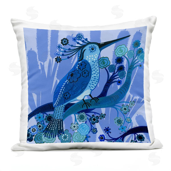 Stupell Industries Kay Widdowson | Folk Style Blue Bird Printed Throw Pillow