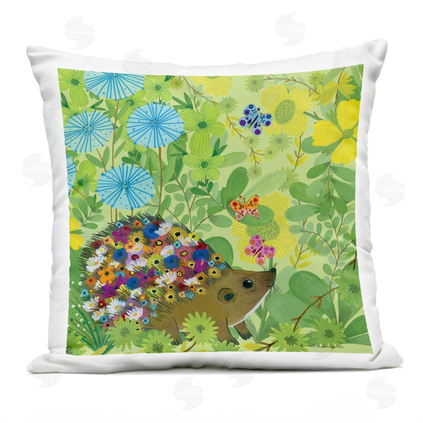 Stupell Industries Kay Widdowson | Happy Hedgehog & Flowers Printed Throw Pillow