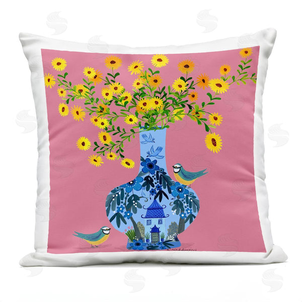 Stupell Industries Kay Widdowson | Ornate Vase With Daisies Printed Throw Pillow