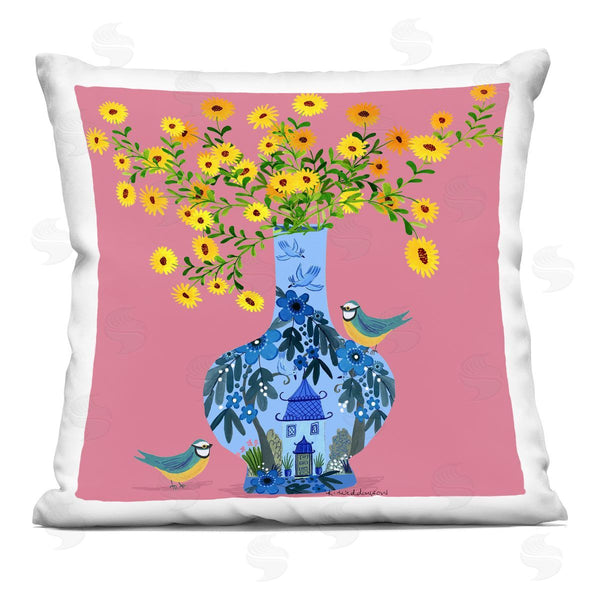 stupell industries Kay Widdowson | Ornate Vase with Daisies Printed Throw Pillow