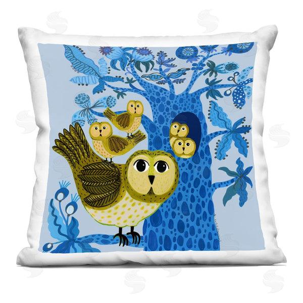 stupell industries Kay Widdowson | Playful Owls in Tree Printed Throw Pillow