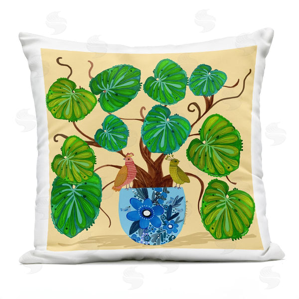 Stupell Industries Kay Widdowson | Potted Plant & Birds Perched Printed Throw Pillow