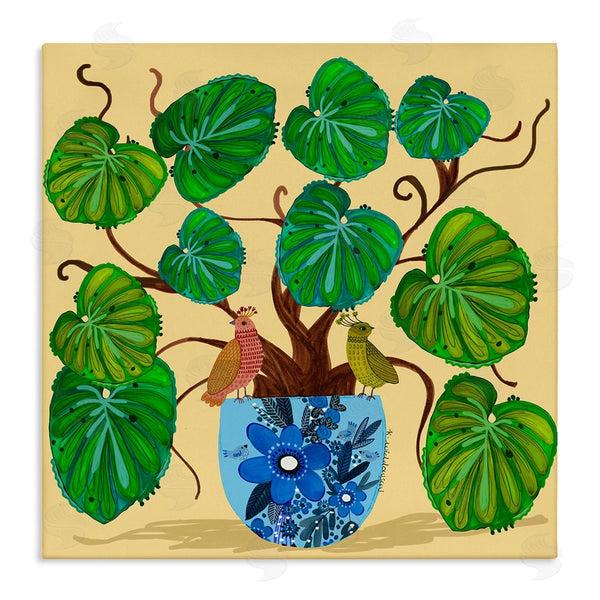 stupell industries Kay Widdowson | Potted Plant & Birds Perched