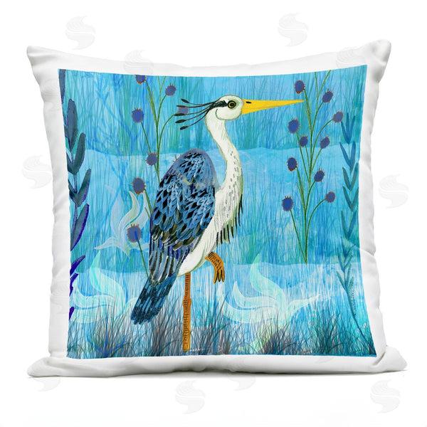 Stupell Industries Kay Widdowson | Standing Crane With Blue Tones Printed Throw Pillow