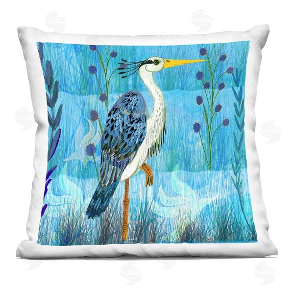 stupell industries Kay Widdowson | Standing Crane with Blue Tones Printed Throw Pillow