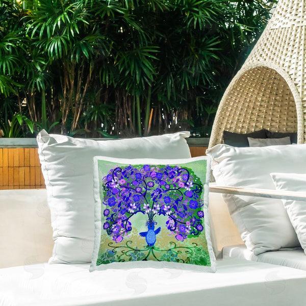 Stupell Industries Kay Widdowson | Tree Blooming From Bird Printed Throw Pillow