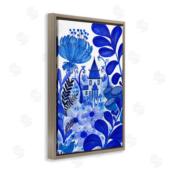 Stupell Industries Kay Widdowson | Whimsical Blue Folk Garden