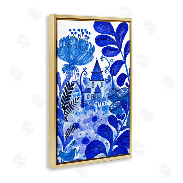 Stupell Industries Kay Widdowson | Whimsical Blue Folk Garden