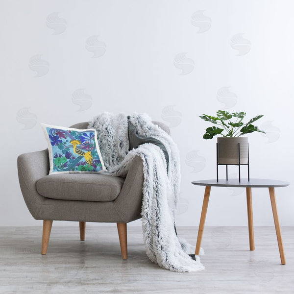 Stupell Industries Kay Widdowson | Whimsical Yellow Bird & Flowers Printed Throw Pillow