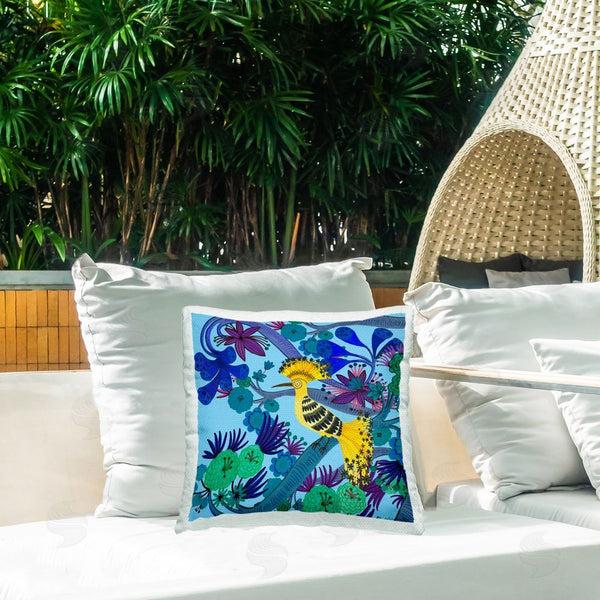 Stupell Industries Kay Widdowson | Whimsical Yellow Bird & Flowers Printed Throw Pillow
