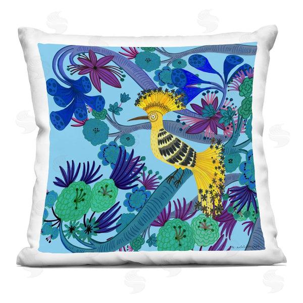 stupell industries Kay Widdowson | Whimsical Yellow Bird & Flowers Printed Throw Pillow