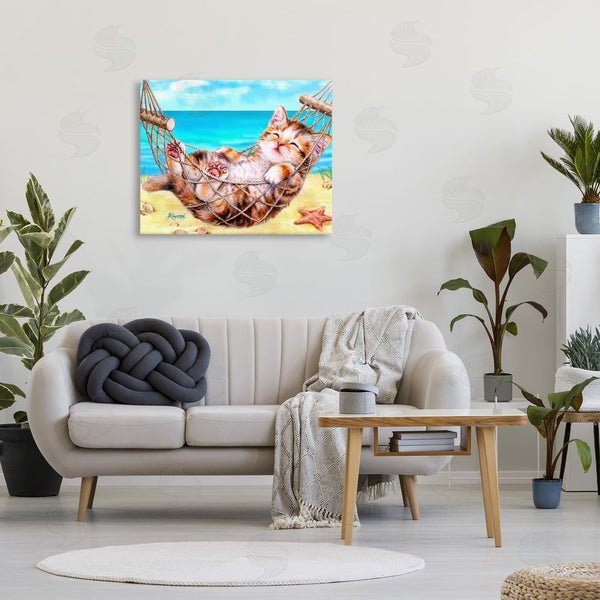 Stupell Industries Kayomi Harai | Kitten In Beach Hammock Wall Art