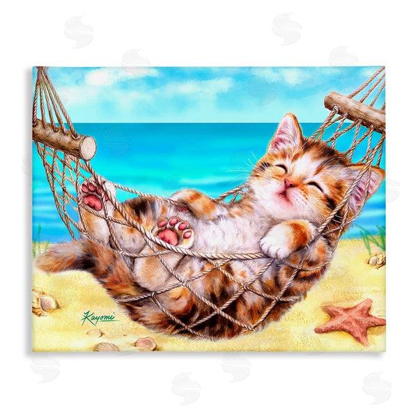 stupell industries Kayomi Harai | Kitten in Beach Hammock Wall Art