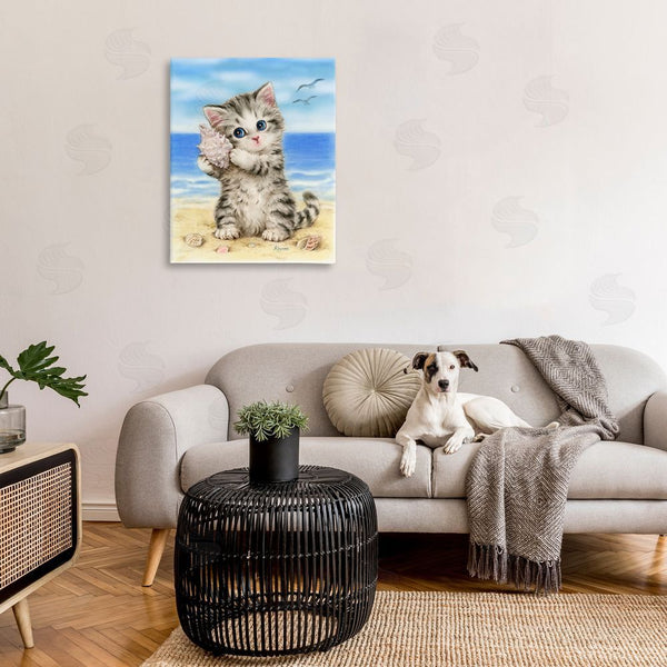 Stupell Industries Kayomi Harai | Kitten With Conch Shell Wall Art