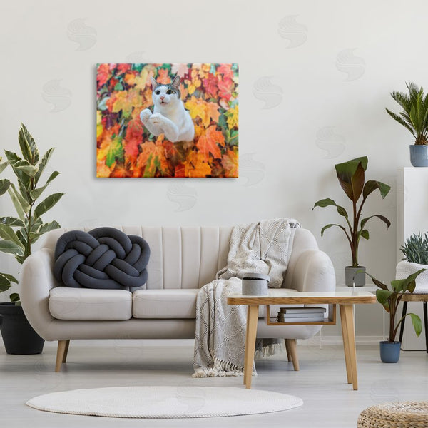 Stupell Industries Kazutoshi Ono | Cat In Autumn Leaf Pile Wall Art