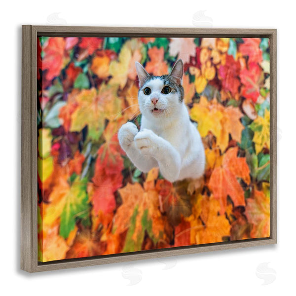 Stupell Industries Kazutoshi Ono | Cat In Autumn Leaf Pile Wall Art