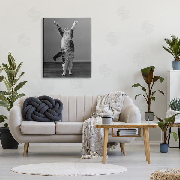 Stupell Industries Kazutoshi Ono | Funny Cat Victory Pose Wall Art